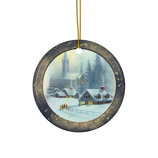 Winter Scene Ceramic Disc Ornament        Item #9540904