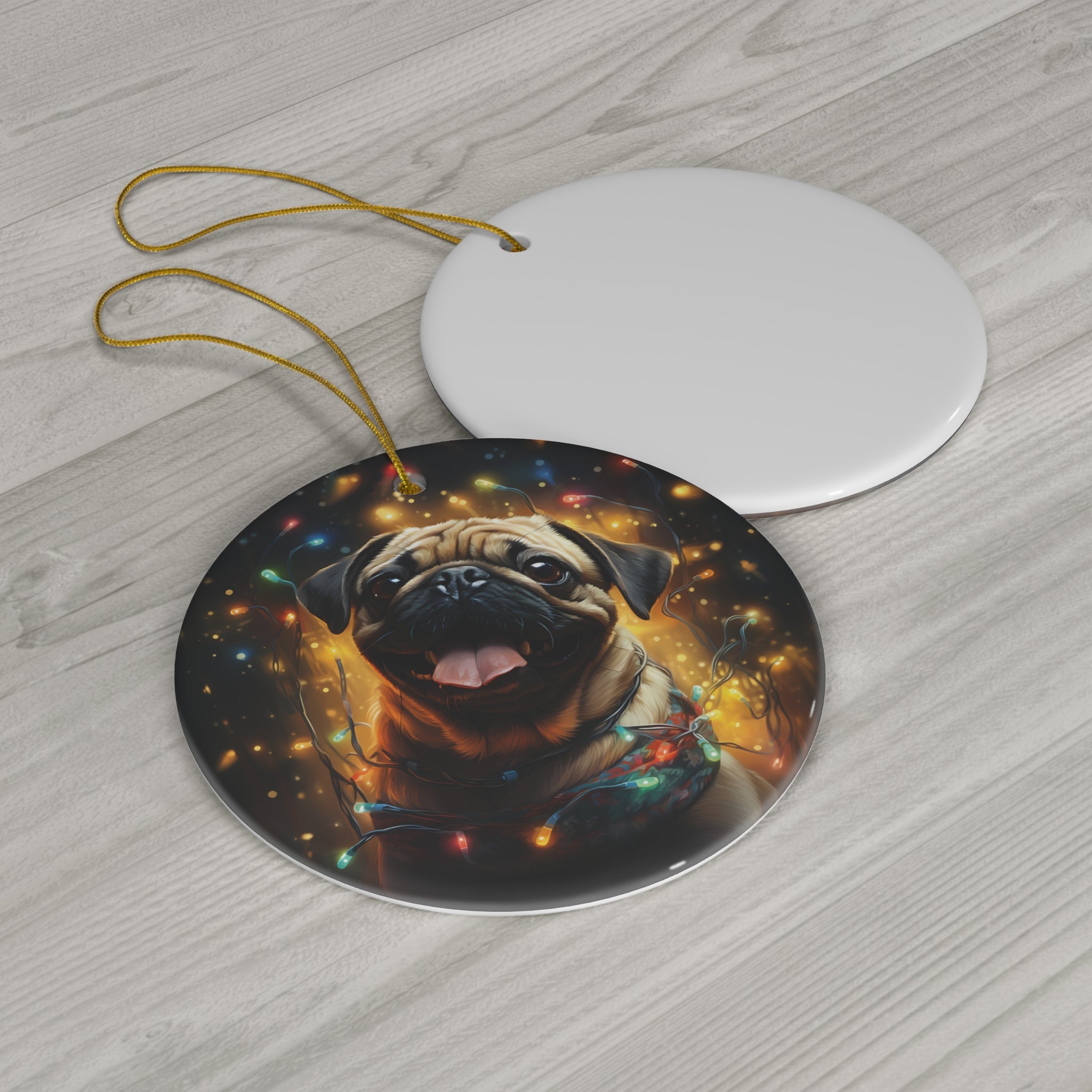 Ceramic Ornament - Xmas Dog With Lights       Item #6831208
