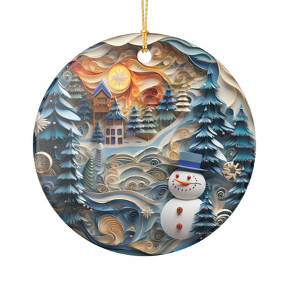 Winter Wonderland Snowman Ceramic Ornament   Item #27736