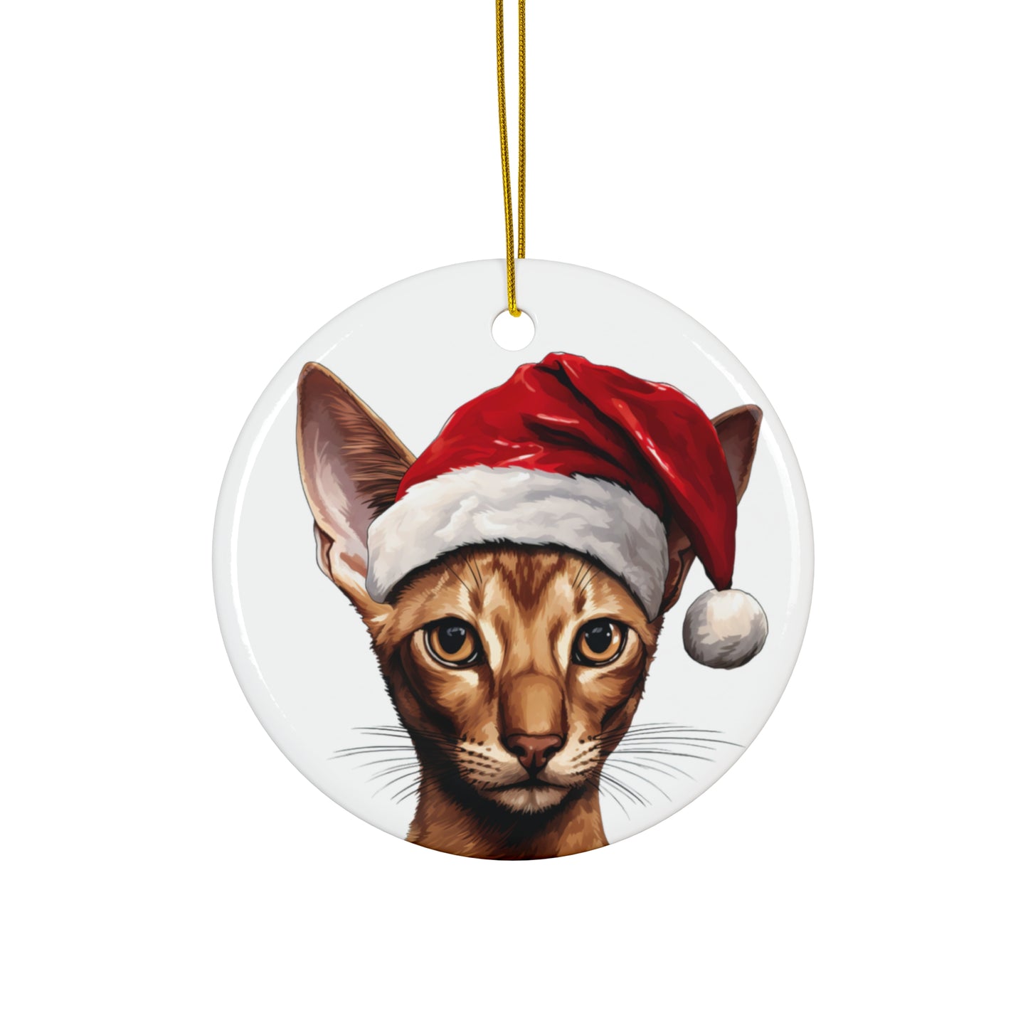 Oriental Shorthair Cat With Santa Hat Ceramic Ornament      Item #4224167