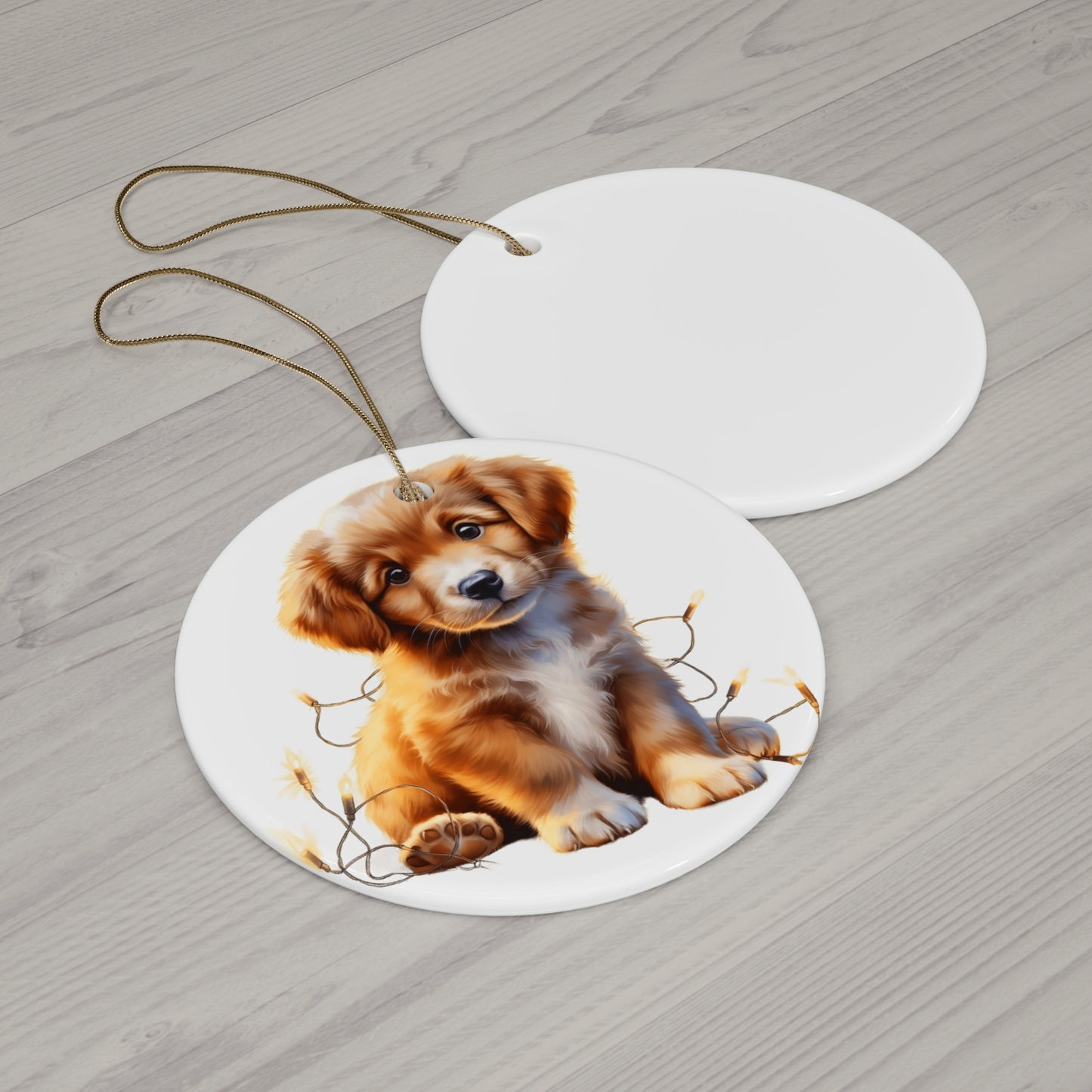 Christmas Dog Ceramic Disc Ornament             Item #3787766