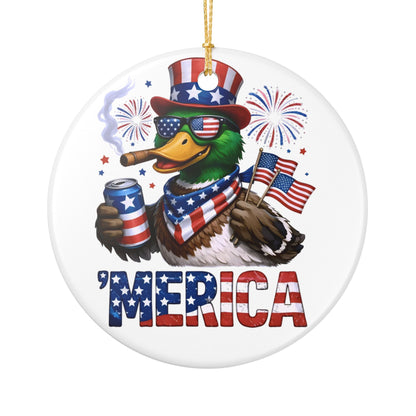 'Merica Duck Ceramic Ornament – Patriotic 4th of July Decoration   Item #301363