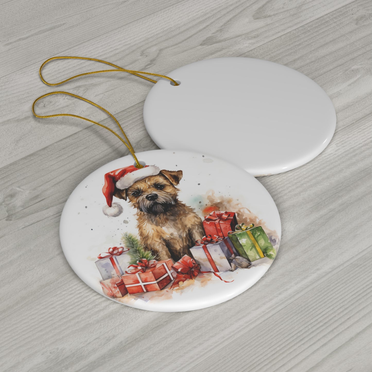 Ceramic Ornament - Christmas Border Terrier Dog      Item #5316828