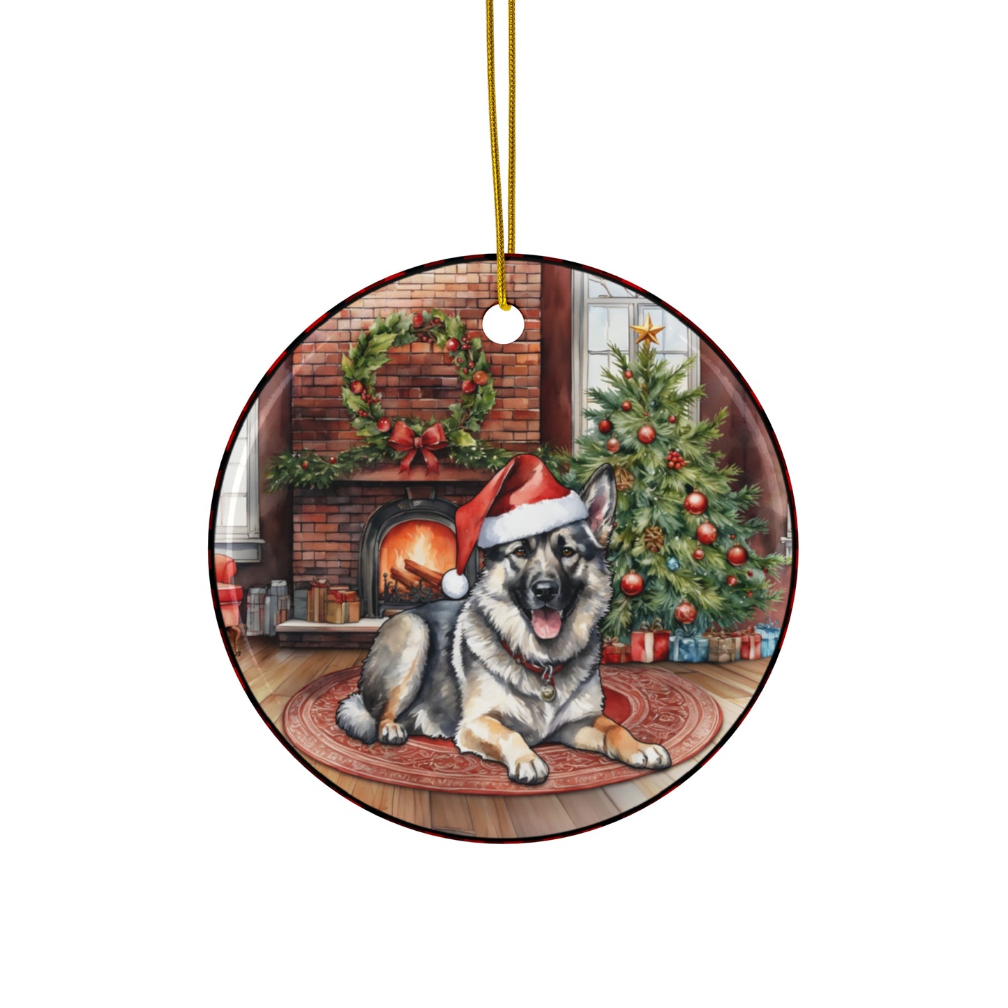 Ceramic Ornament - Norwegian Elkhound Christmas Dog       Item #8697147