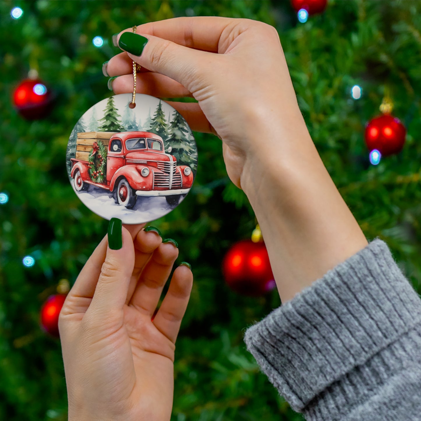 Ceramic Ornament - Red Truck     Item #2023635