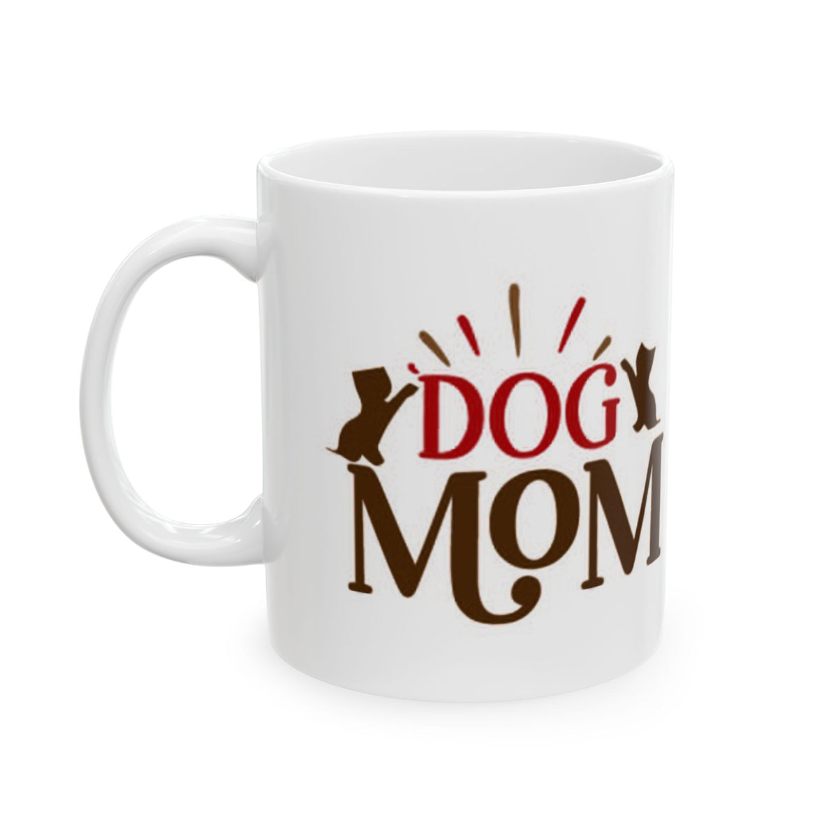 Dog Mom Ceramic Mug – Cute Paw Print & Silhouette Coffee Cup 11oz    Item #980944