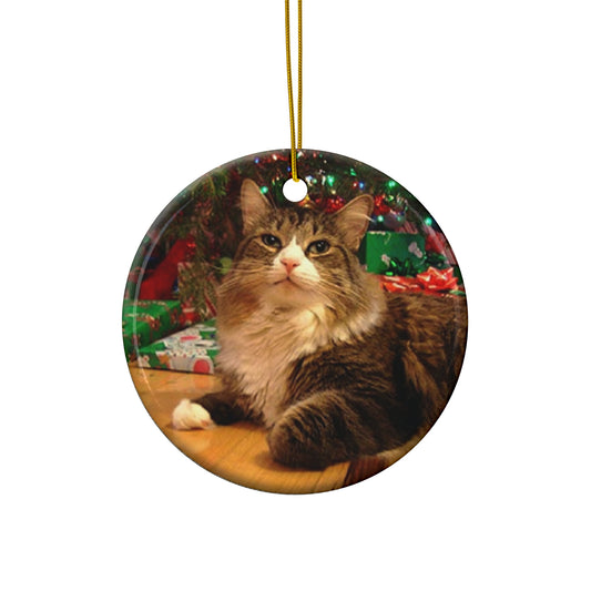 Christmas Cat Ceramic Disc Ornament       Item #3045173