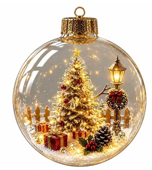 Santa's Creations Acrylic Christmas Tree Ball Ornament With Light