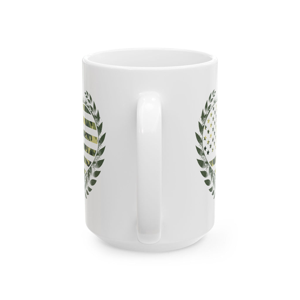 Flag Laurel Olive Green American Flag Wreath Ceramic Mug 15oz   Item #213803