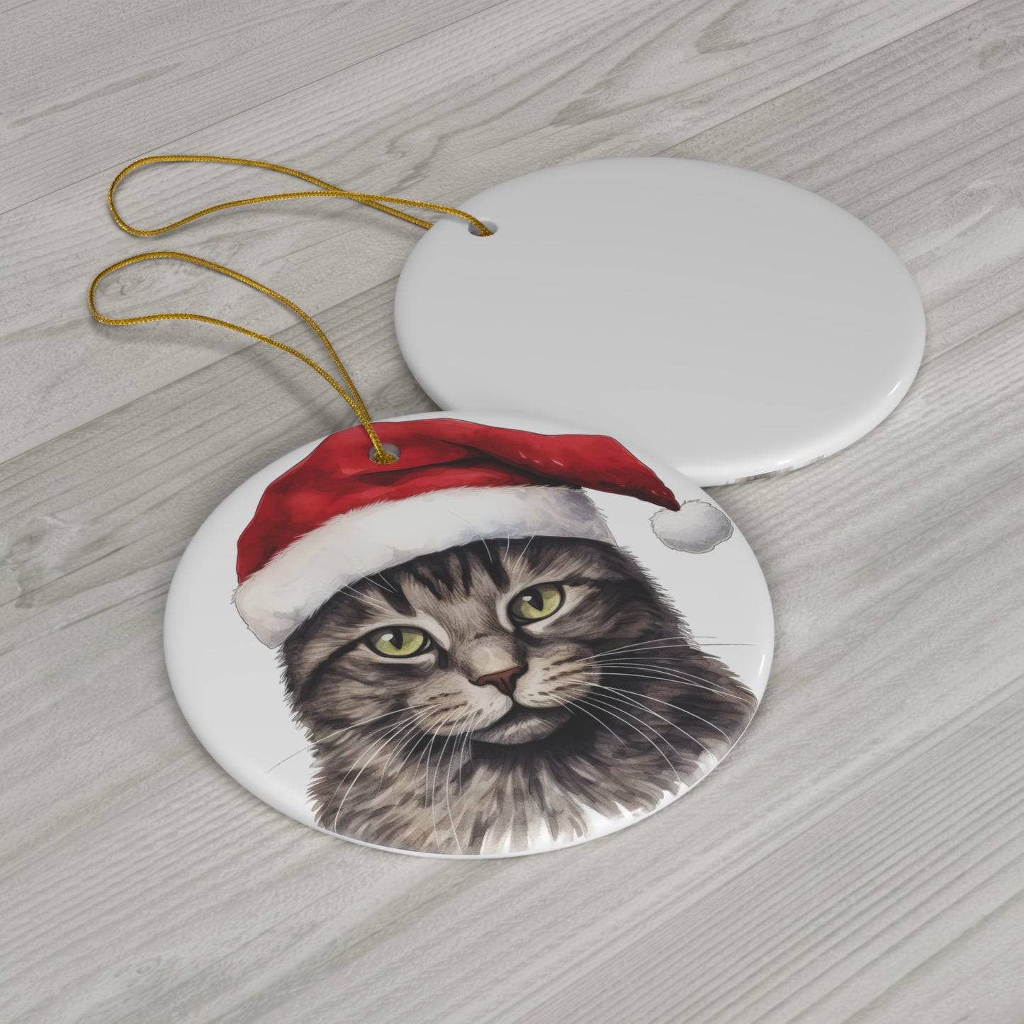 Brazilian Shorthair Cat With Santa Hat Ceramic Ornament     Item #7855355