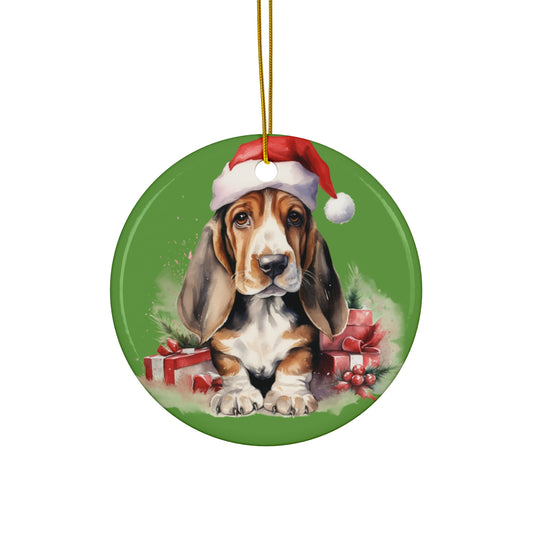 Ceramic Ornament - Christmas Basset Hound Dog      Item #8173125