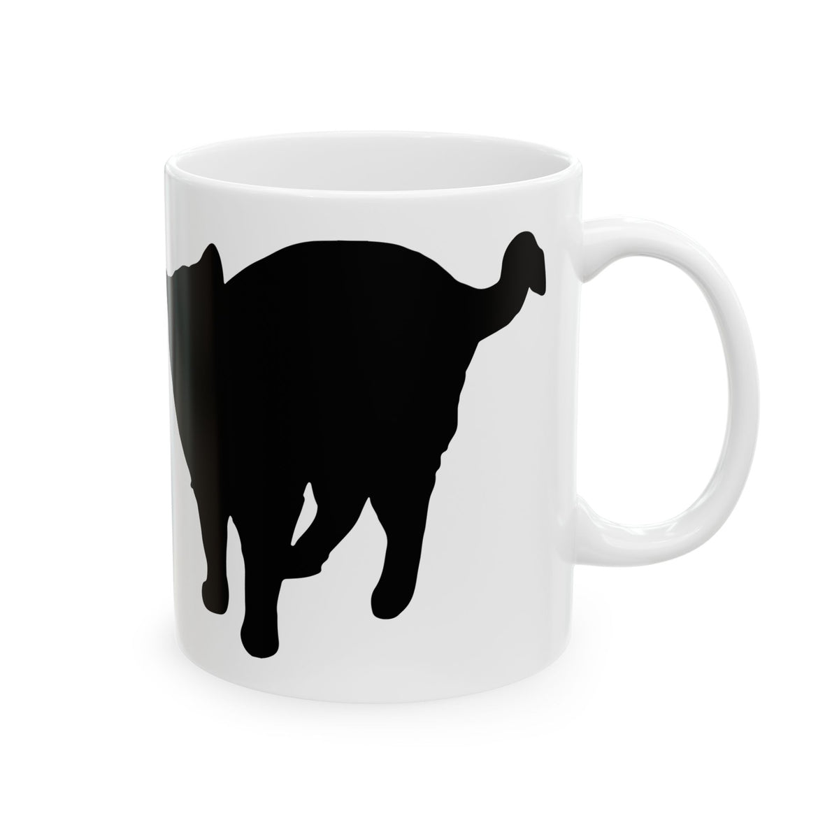 Black Cat Silhouette Ceramic Mug — Minimalist Cat Lover Coffee Cup 11 oz    Item #610806