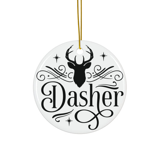 Dasher Ceramic Disc Ornament        Item #355453