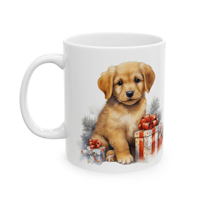 Festive Puppy With Presents Christmas Ceramic Mug 11oz  Item #63354