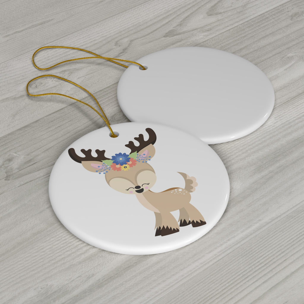 Floral Deer Ceramic Ornament     Item #820147 - Buckshot's Bargain Barn