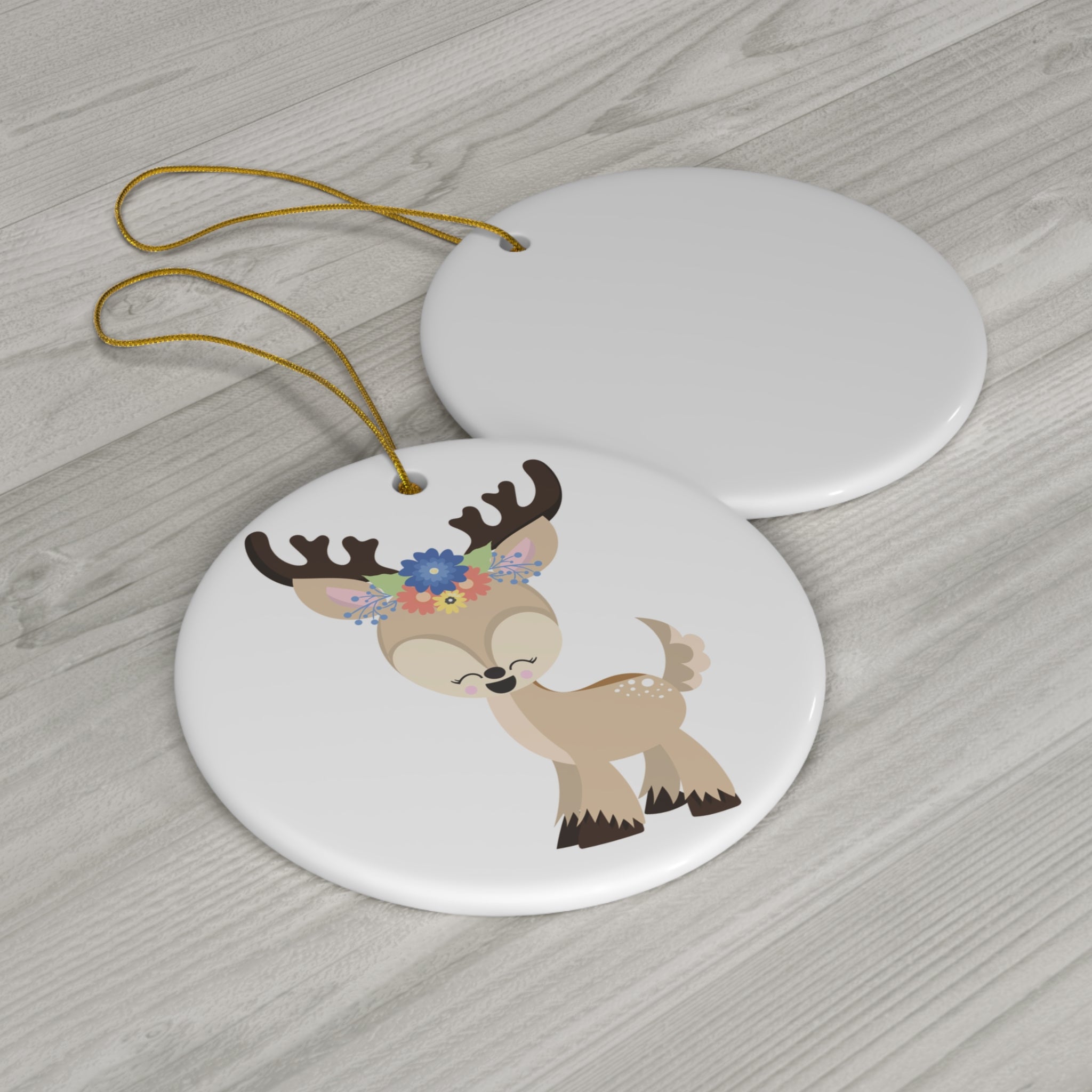 Floral Deer Ceramic Ornament     Item #820147 - Buckshot's Bargain Barn