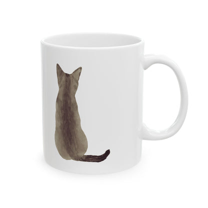 Cat Silhouette Ceramic Mug 11oz — Minimalist Cat Lover Coffee Cup   Item #522809