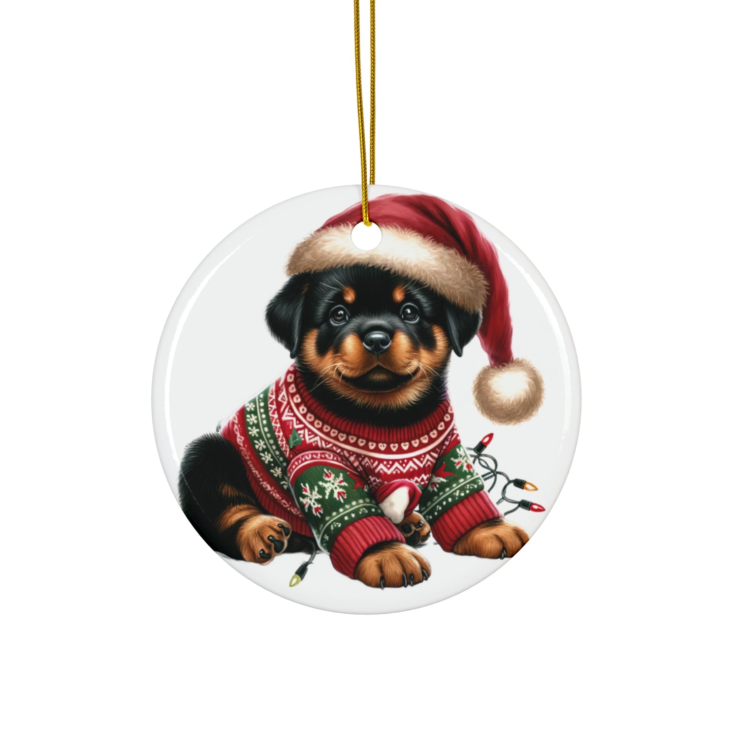 Ceramic Ornament - Rottweiler Christmas Puppy With Lights     Item #9199696