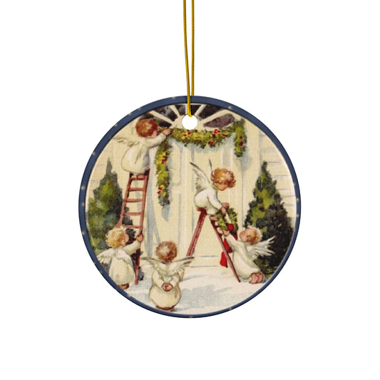 Christmas Scene Ceramic Disc Ornament          Item #8043825