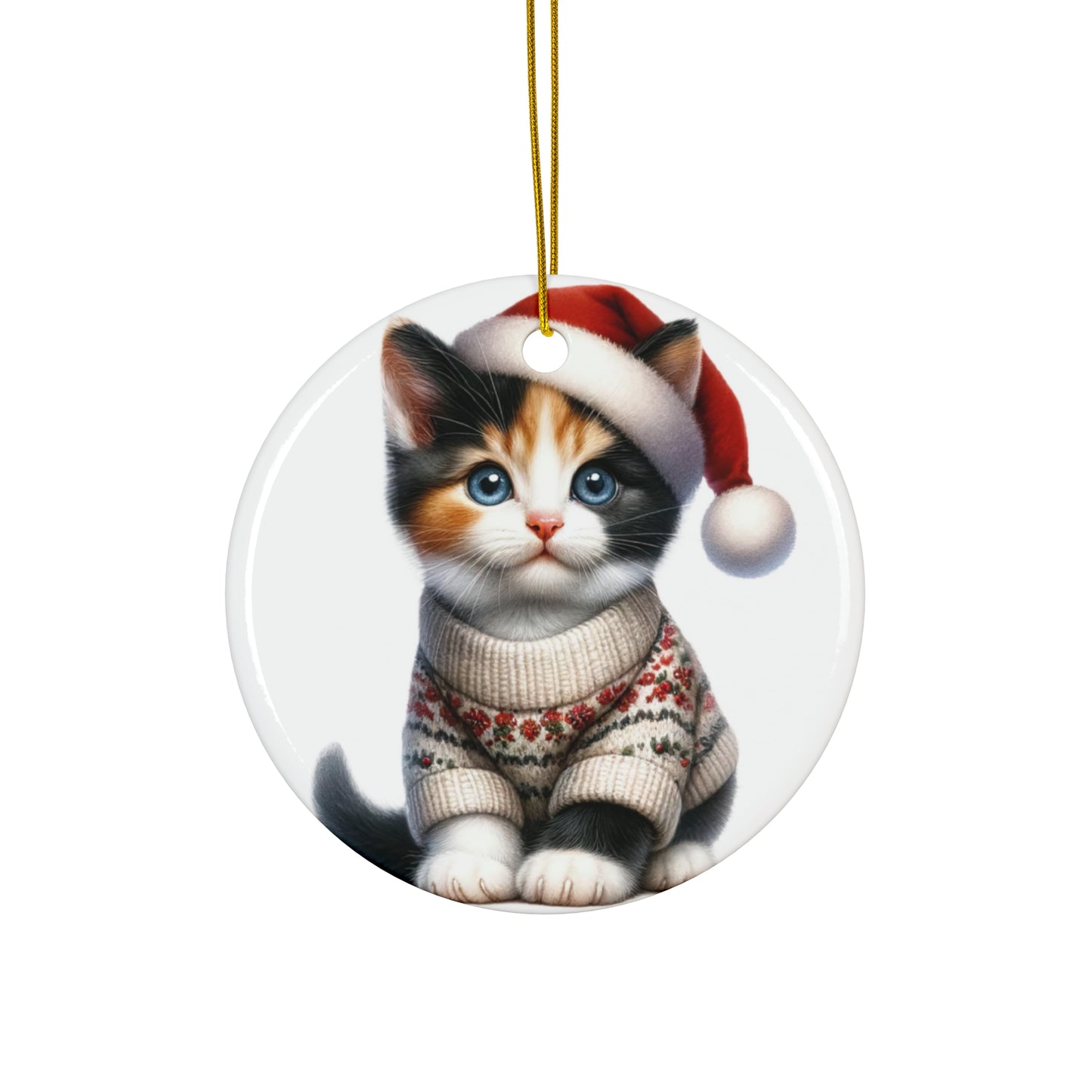 Ceramic Ornament - Calico Christmas Kitten     Item #6522428