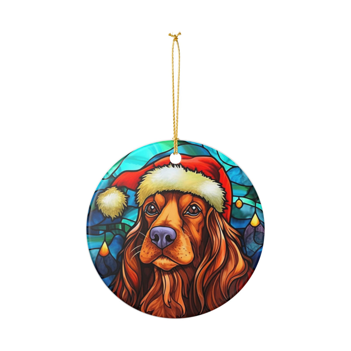 Santa Dog Ceramic Christmas Ornament   Item #154087
