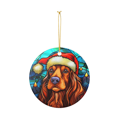 Santa Dog Ceramic Christmas Ornament   Item #154087
