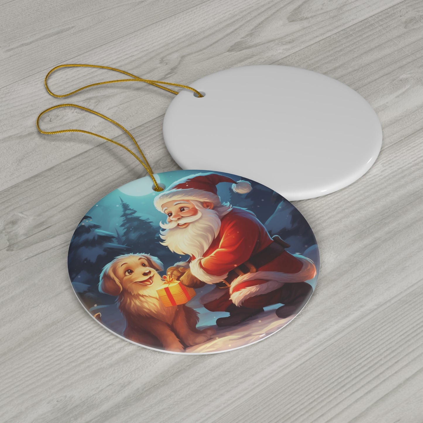 Ceramic Ornament - Santa And Dog      Item #8469356