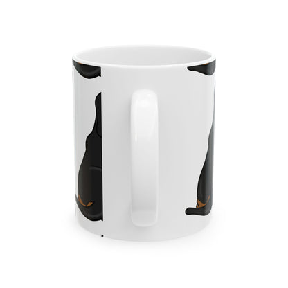 Dachshund Pattern Ceramic Mug — Cute Black & Tan Sausage Dog Coffee Cup 11oz   Item #989303