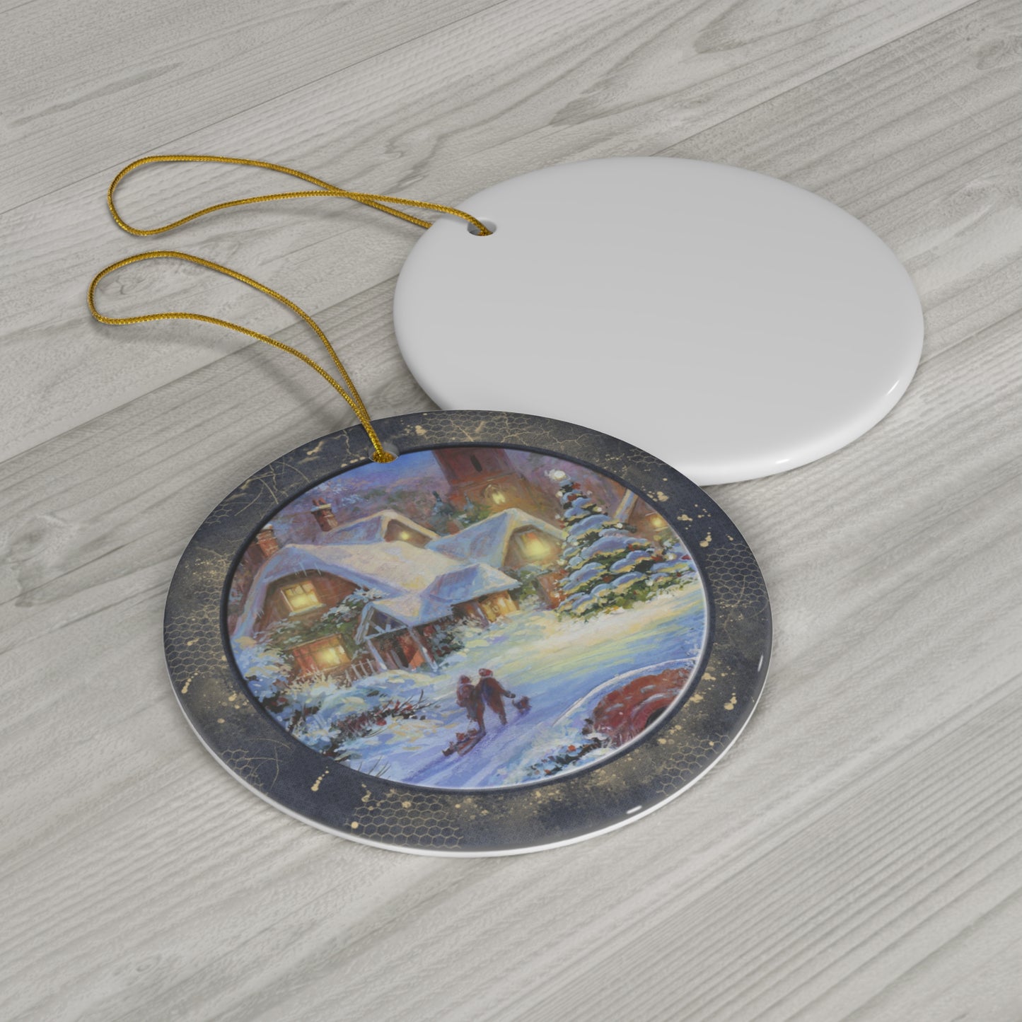 Winter Scene Ceramic Disc Ornament       Item #5968981