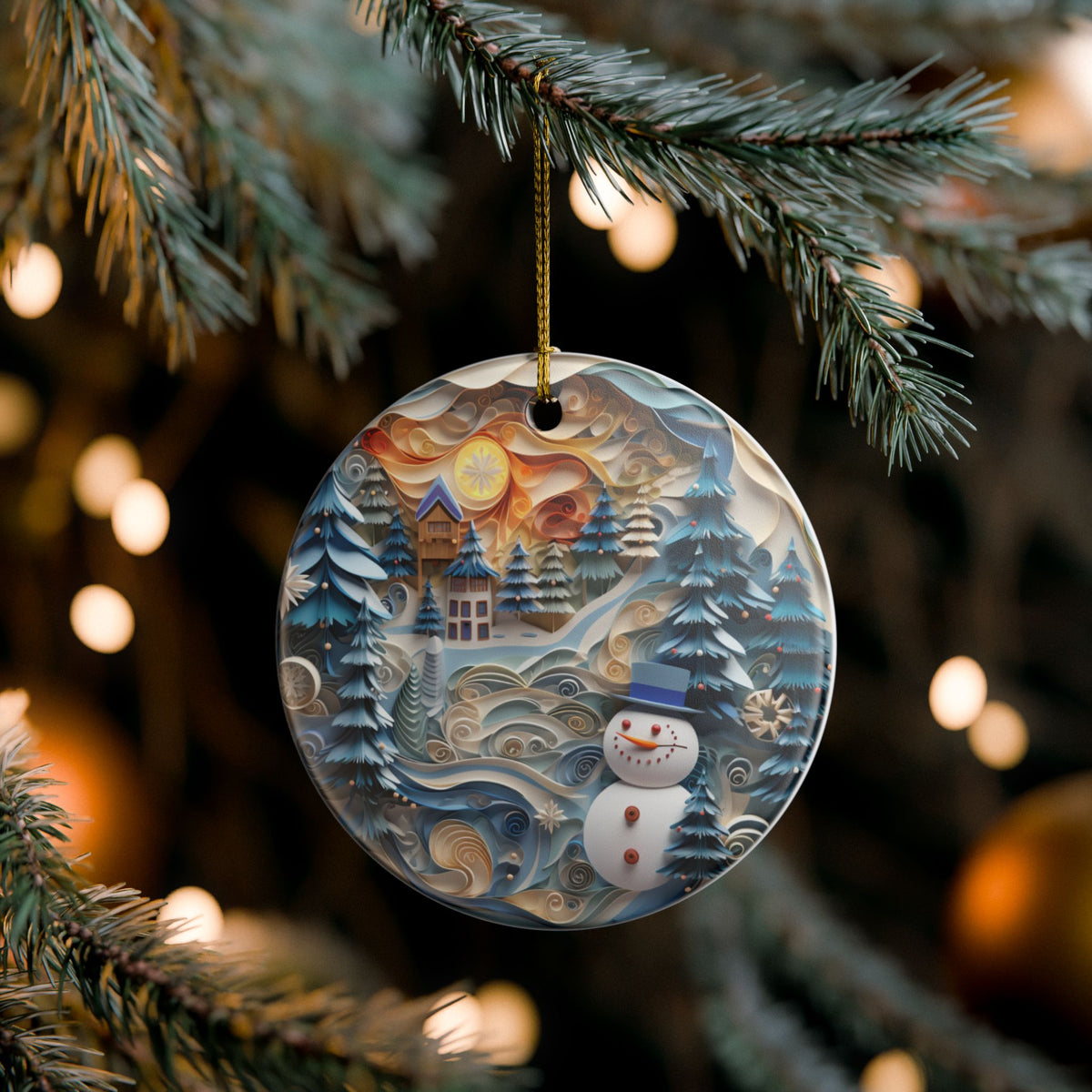 Winter Wonderland Snowman Ceramic Ornament   Item #27736