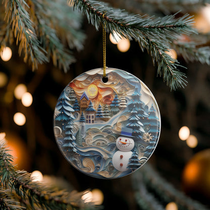 Winter Wonderland Snowman Ceramic Ornament   Item #27736