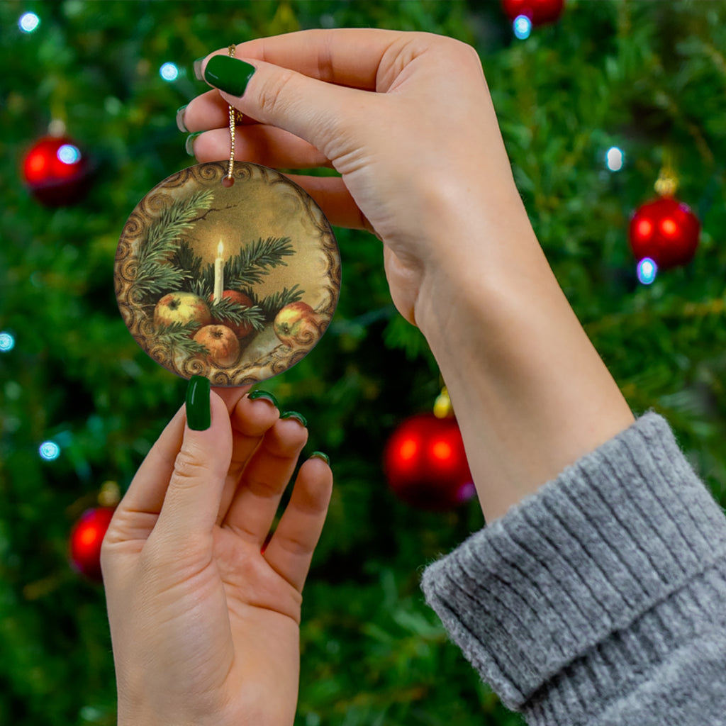 Christmas Candle Ceramic Disc Ornament          Item #5793994 - Buckshot's Bargain Barn