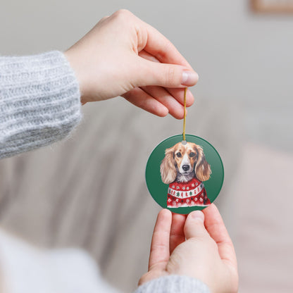 Christmas Dog In Sweater Ceramic Ornament   Item #685519