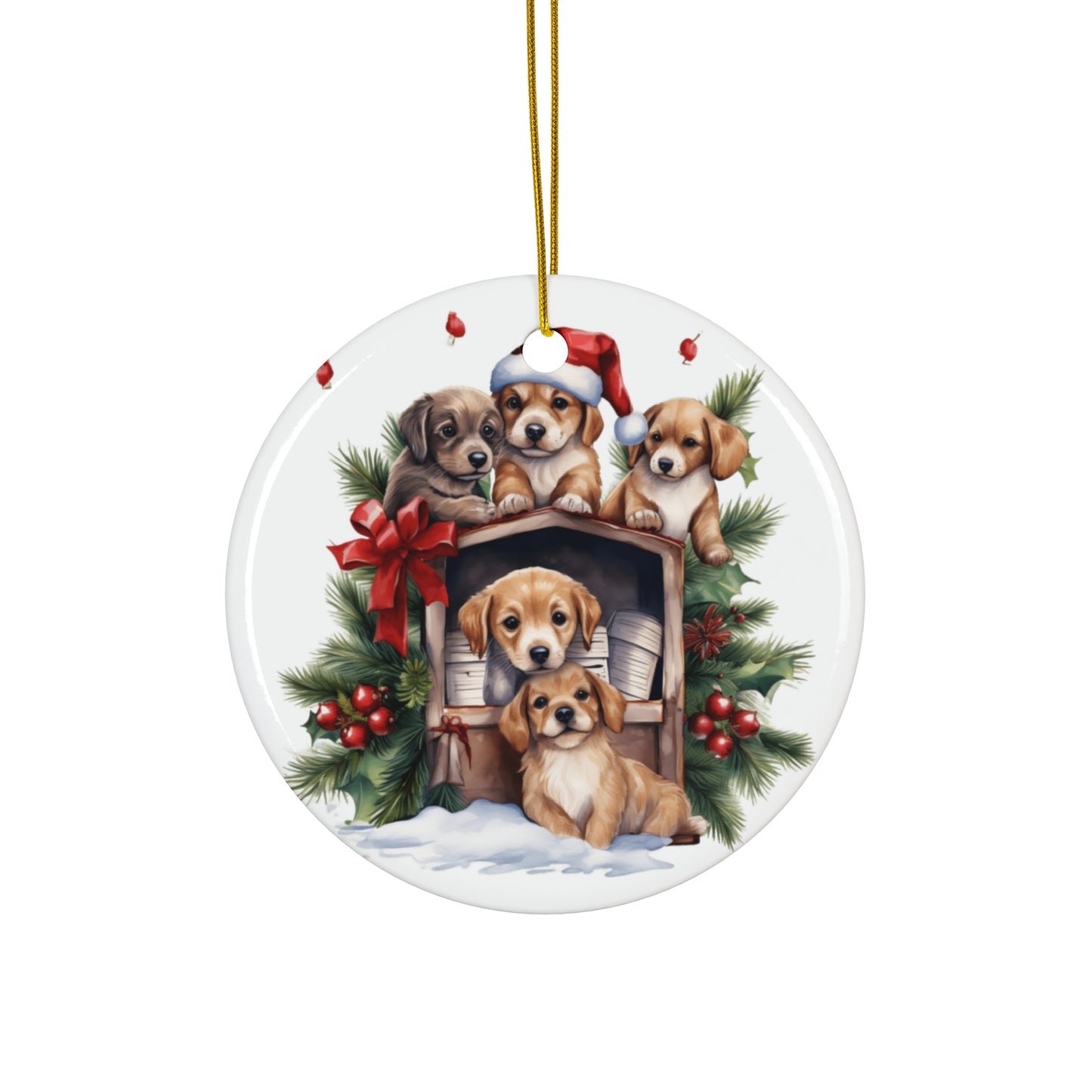 Christmas Dog Ceramic Disc Ornament              Item #4259946