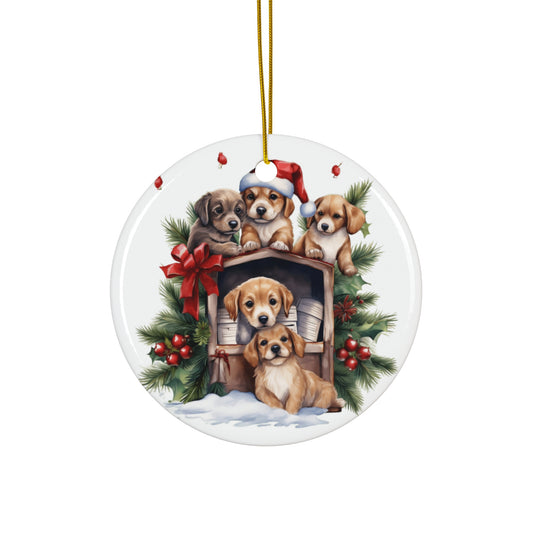 Christmas Dog Ceramic Disc Ornament              Item #4259946