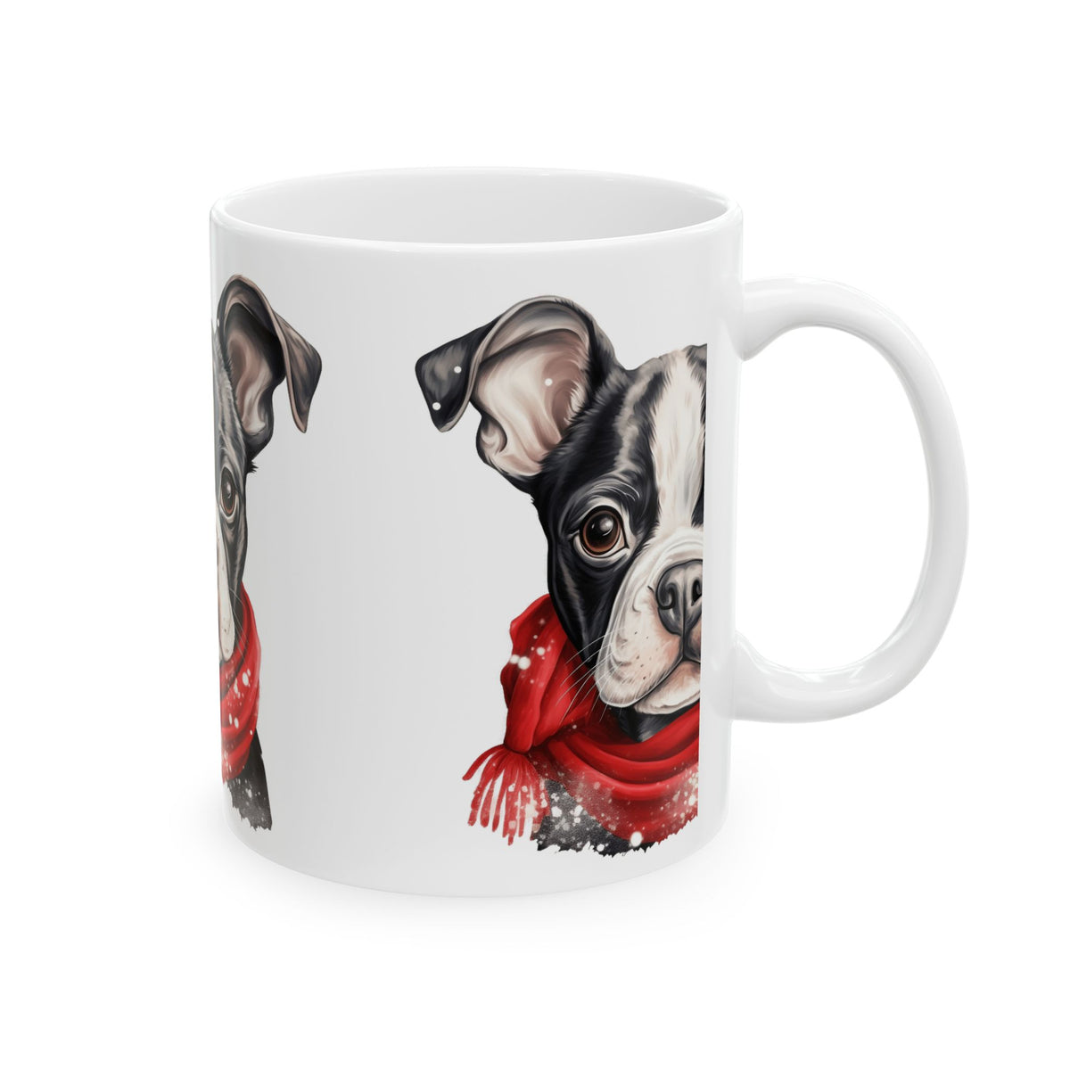 Boston Terrier in Red Scarf Ceramic Mug 11oz  Item #343997