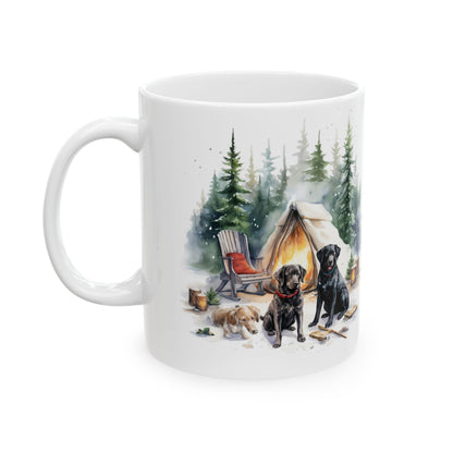 Cozy Winter Camping Black Dogs Ceramic Mug  11oz  Item #147289