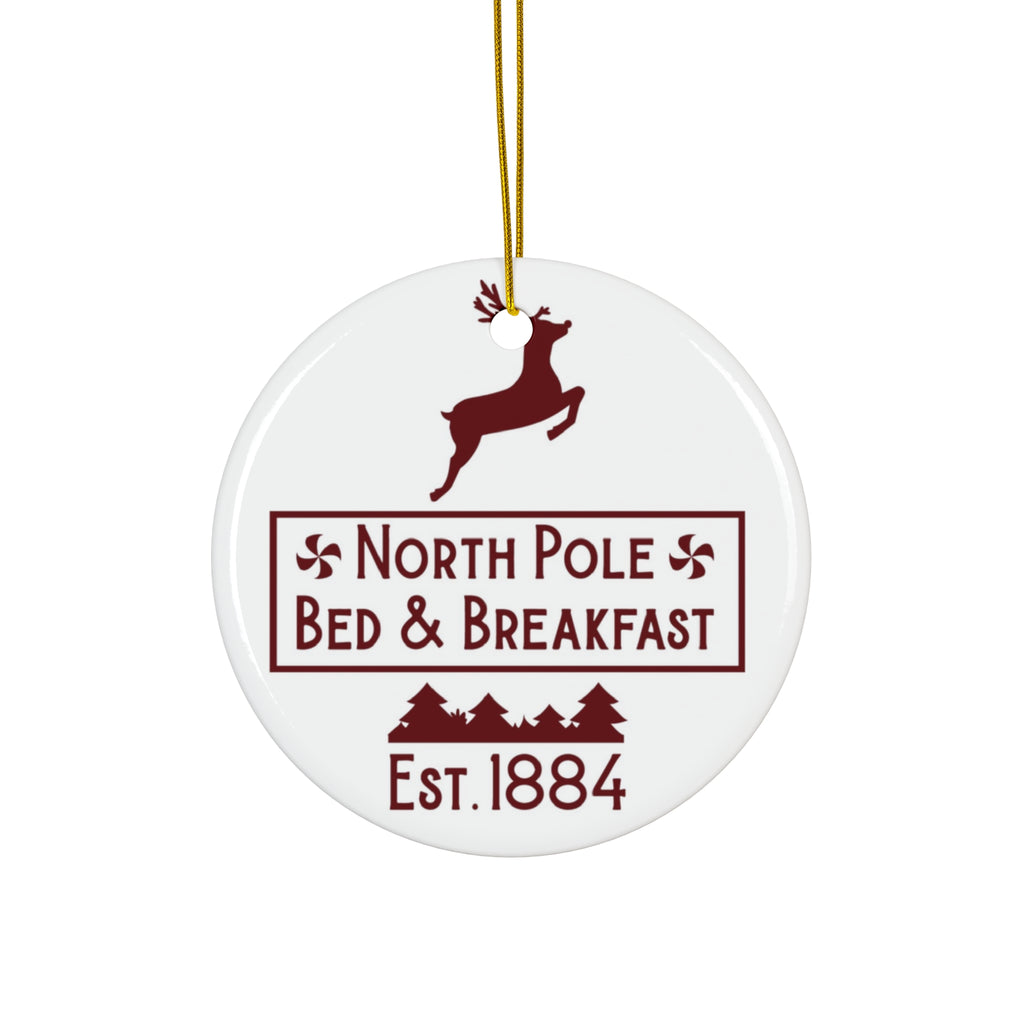 North Pole Bed & Breakfast Ceramic Disc Ornament        Item #659663