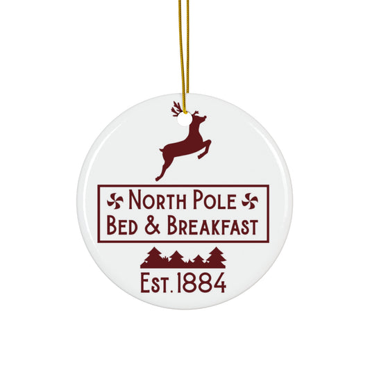 North Pole Bed & Breakfast Ceramic Disc Ornament        Item #659663