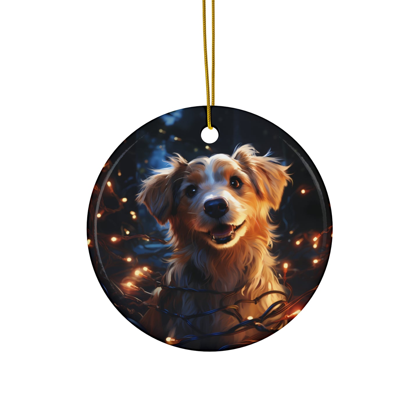 Ceramic Ornament - Xmas Dog With Lights       Item #6121269