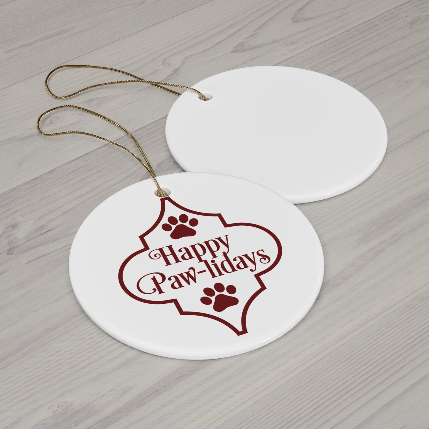 Happy Paw-idays Ceramic Disc Ornament     Item #5567245