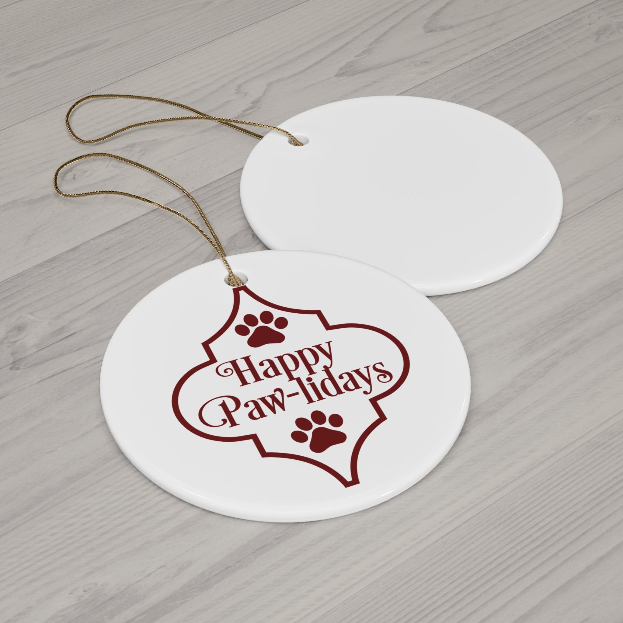 Happy Paw-idays Ceramic Disc Ornament     Item #5567245