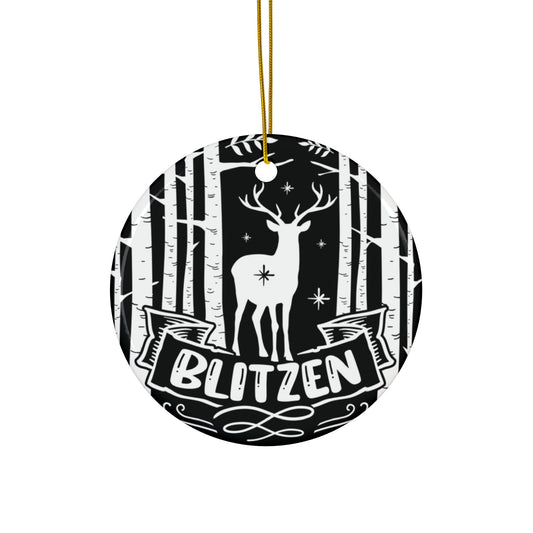 Blitzen Ceramic Disc Ornament       Item #2573899