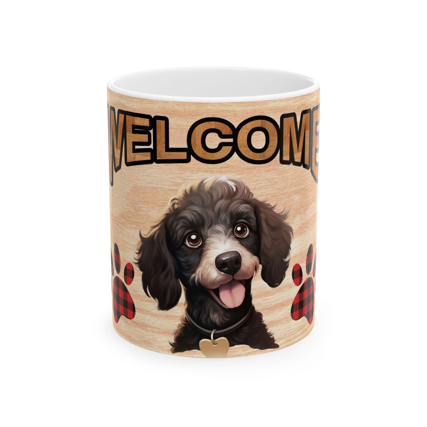 Welcome Puppy Ceramic Mug — Cute Dog Paw Print Coffee Cup 11oz   Item #347854