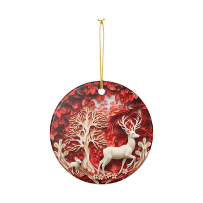 Red Forest Deer Ceramic Ornament    Item #98371