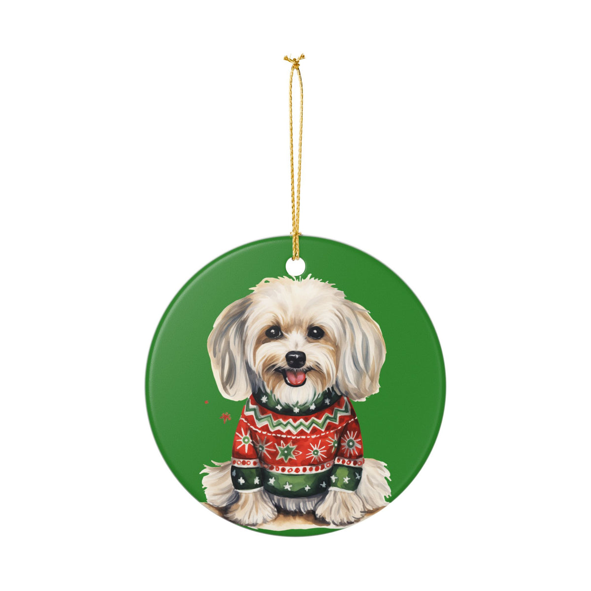 Christmas Dog in Sweater Ceramic Ornament   Item #199086