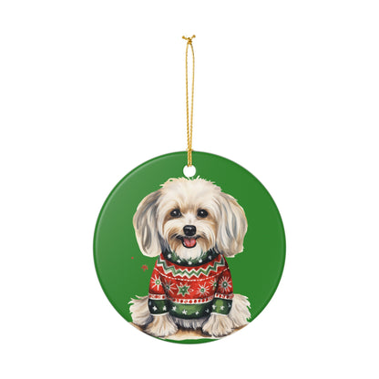 Christmas Dog in Sweater Ceramic Ornament   Item #199086