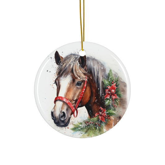 Ceramic Ornament - Country Christmas Horse    Item #3582733