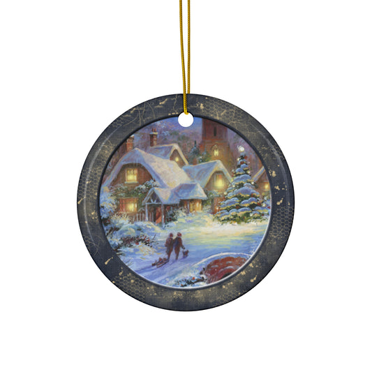 Winter Scene Ceramic Disc Ornament       Item #5968981