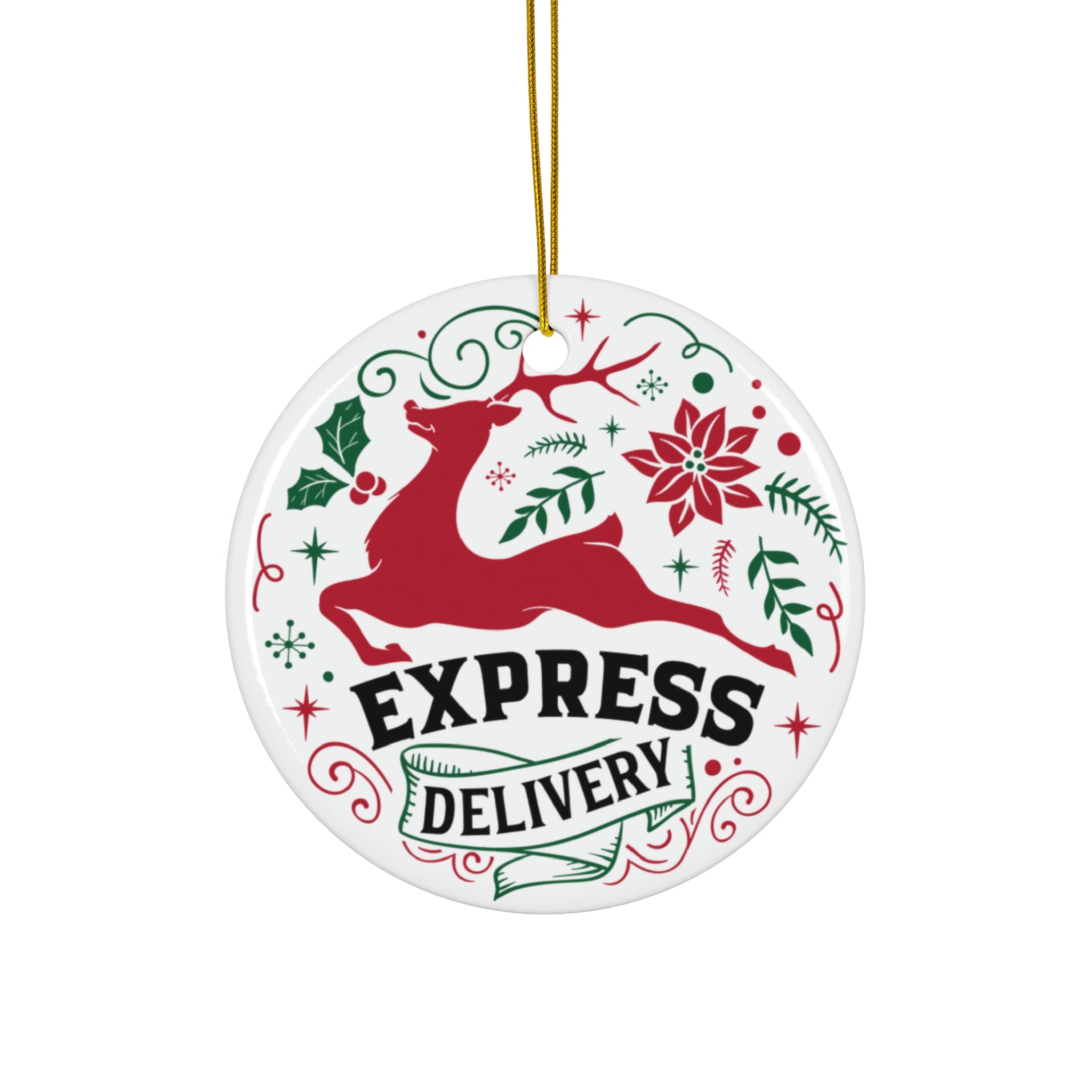 Express Delivery Reindeer Ceramic Ornament      Item #9434564 - Buckshot's Bargain Barn